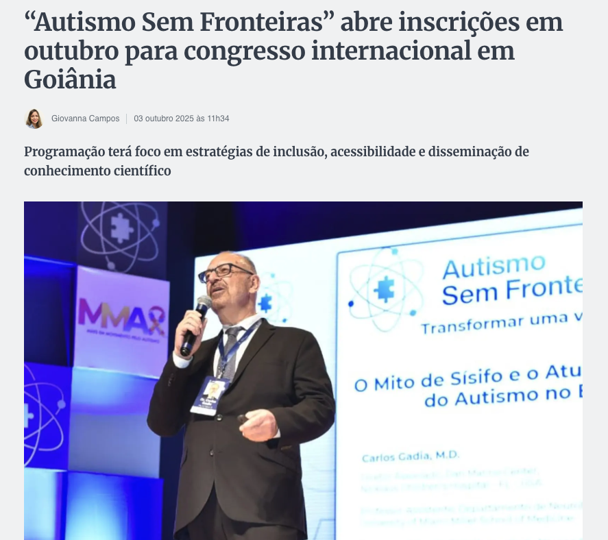 “Autismo Sem Fronteiras” abre inscrições em outubro para congresso internacional em Goiânia