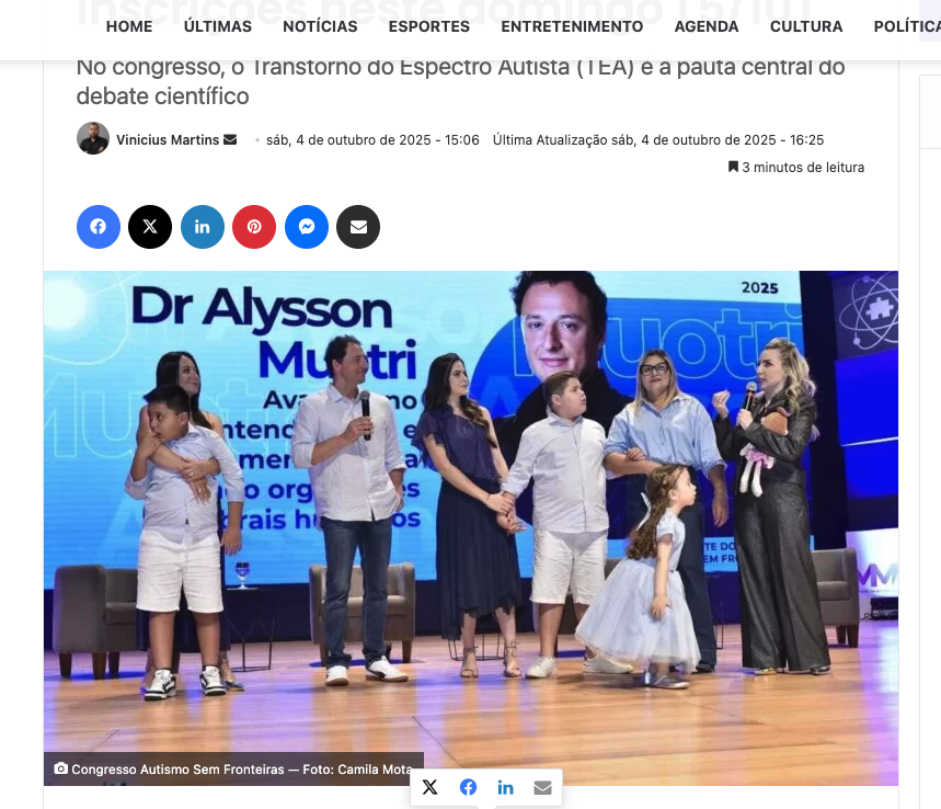 2ª edição do Autismo Sem Fronteiras anuncia datas para 2026, em Goiânia, e abre inscrições neste domingo (5/10)